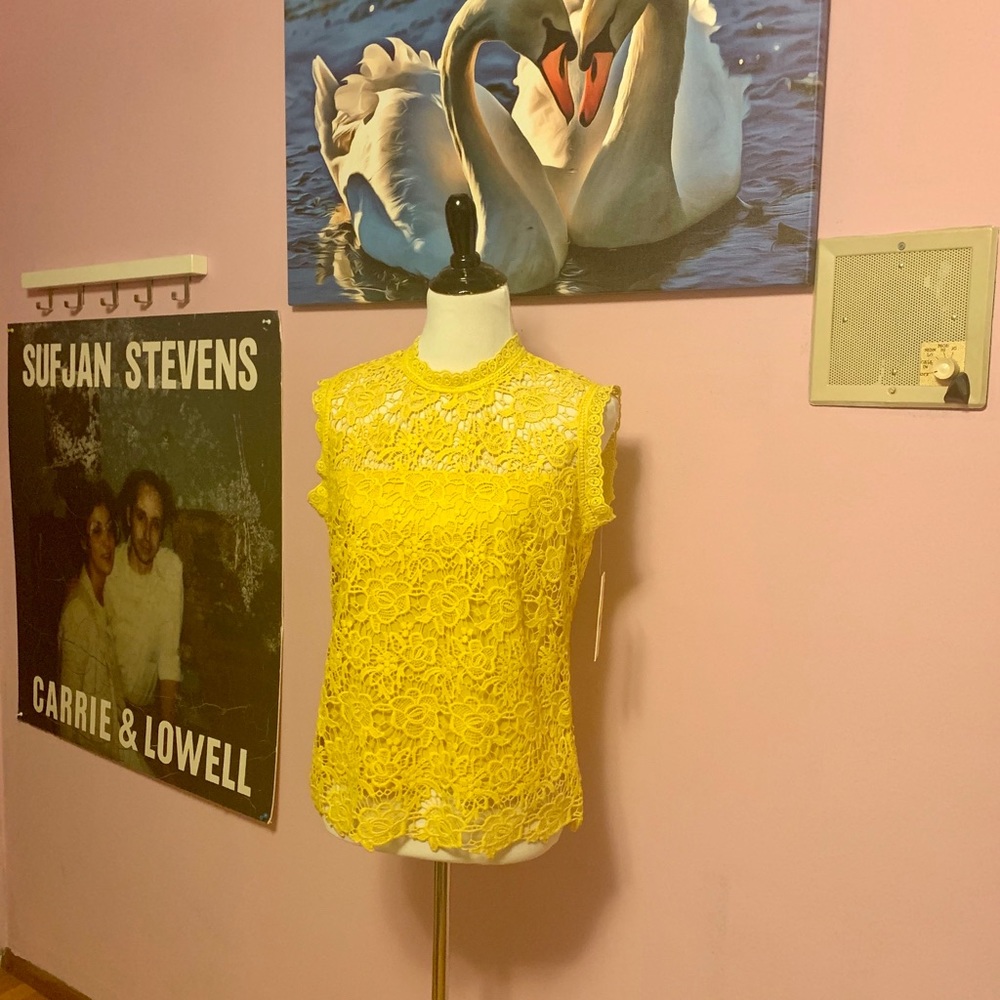 NWT! Nanette Lepore Lace Top. Lemon Zest color.